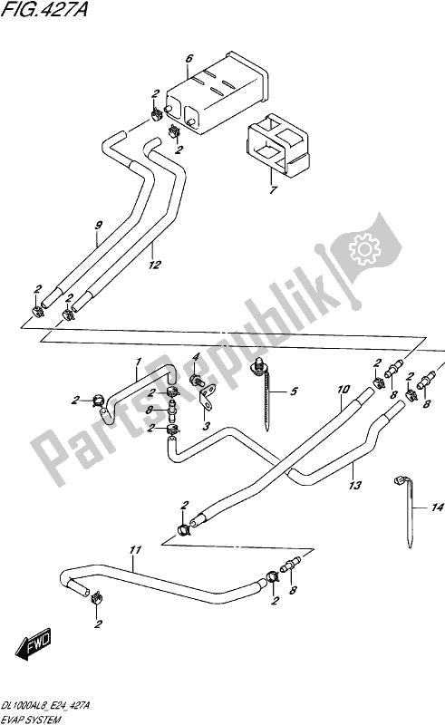 All parts for the Evap System of the Suzuki DL 1000A 2018