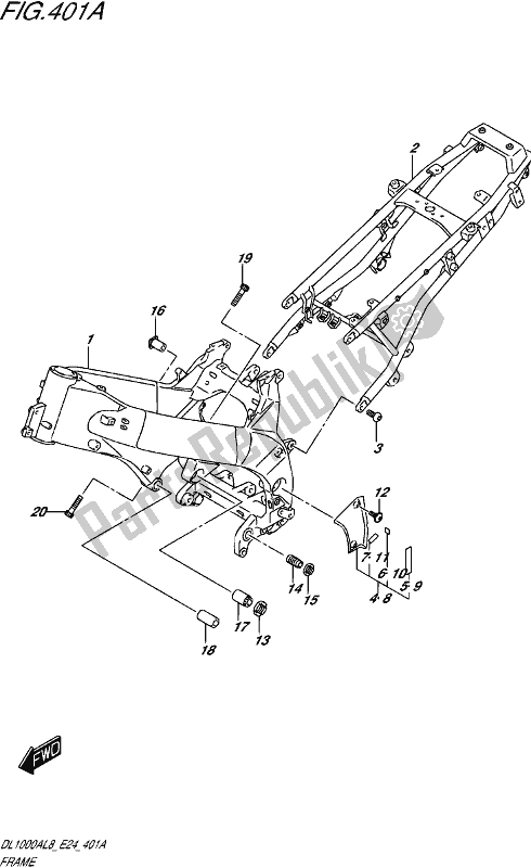 All parts for the Frame of the Suzuki DL 1000A 2018