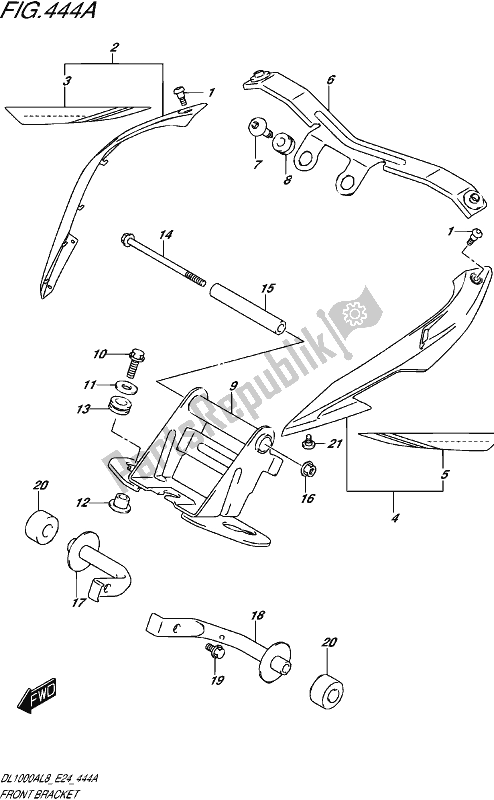 All parts for the Front Bracket (dl1000al8 E24) (for Yu1) of the Suzuki DL 1000A 2018