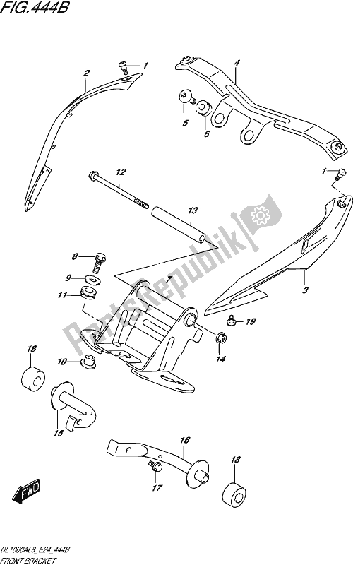 All parts for the Front Bracket (dl1000al8 E24) (for Yvb,yww,qeb) of the Suzuki DL 1000A 2018