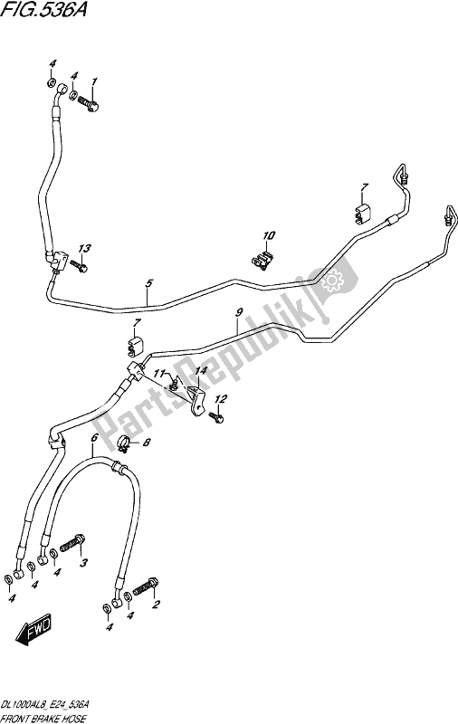 All parts for the Front Brake Hose of the Suzuki DL 1000A 2018