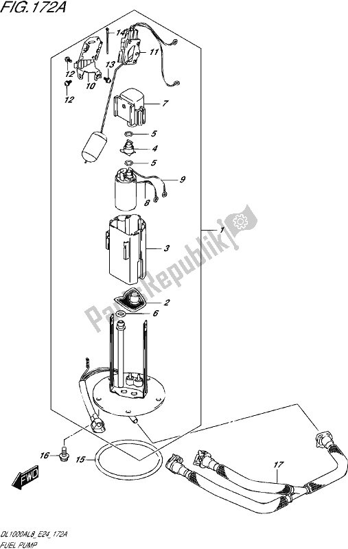 All parts for the Fuel Pump of the Suzuki DL 1000A 2018