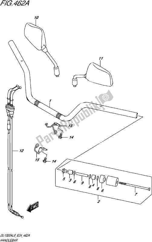 All parts for the Handlebar (dl1000al8 E24) of the Suzuki DL 1000A 2018