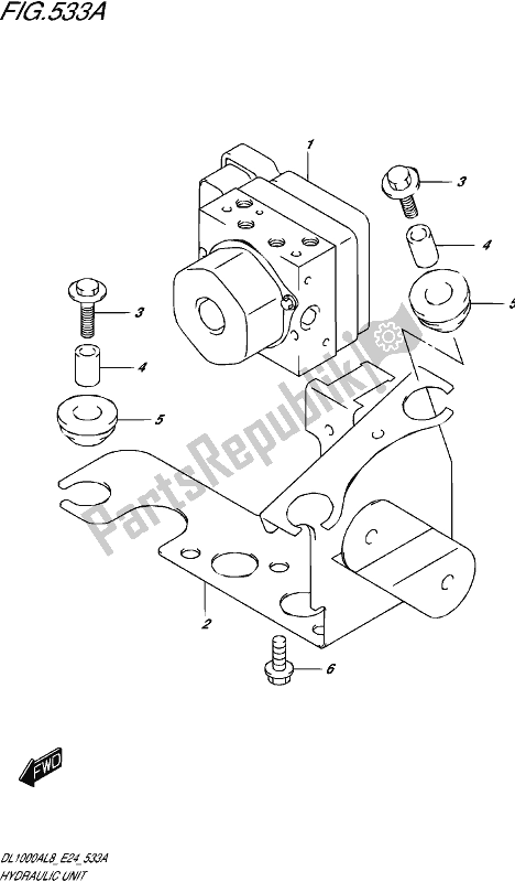 All parts for the Hydraulic Unit of the Suzuki DL 1000A 2018