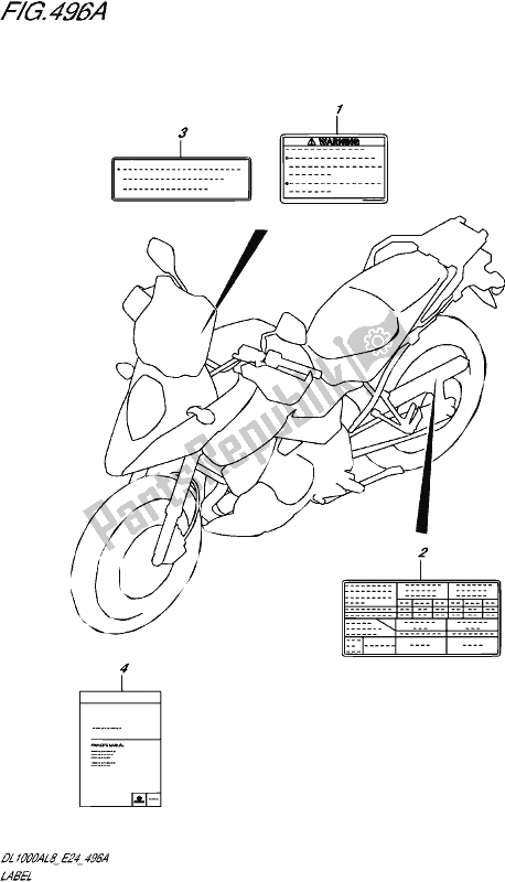 All parts for the Label of the Suzuki DL 1000A 2018