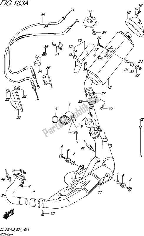 All parts for the Muffler of the Suzuki DL 1000A 2018