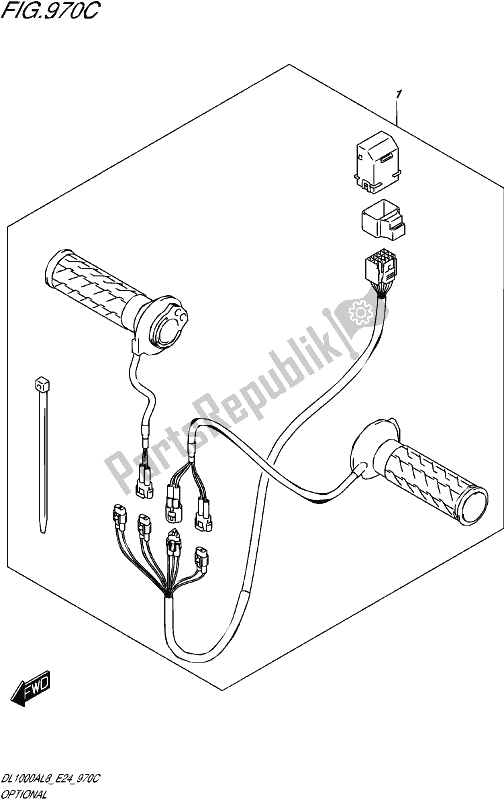 All parts for the Optional (grip Heater Set) of the Suzuki DL 1000A 2018