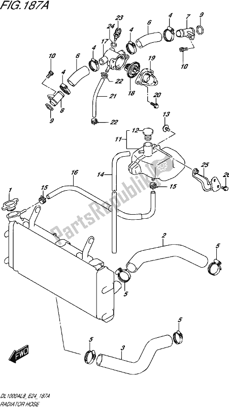 All parts for the Radiator Hose of the Suzuki DL 1000A 2018