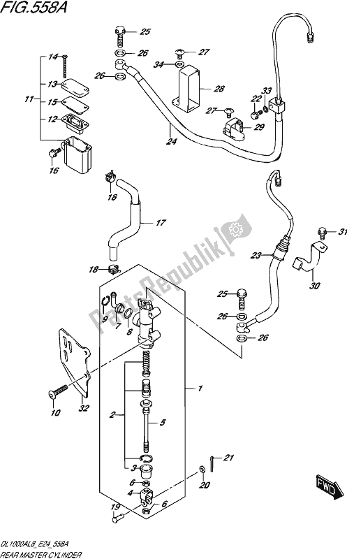 All parts for the Rear Master Cylinder of the Suzuki DL 1000A 2018