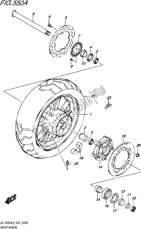 All parts for the Rear Wheel (dl1000al8 E24) of the Suzuki DL 1000A 2018