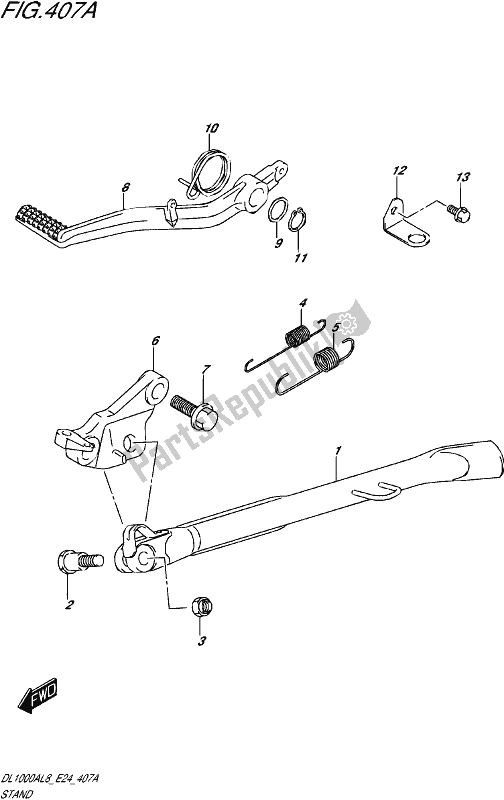 All parts for the Stand of the Suzuki DL 1000A 2018