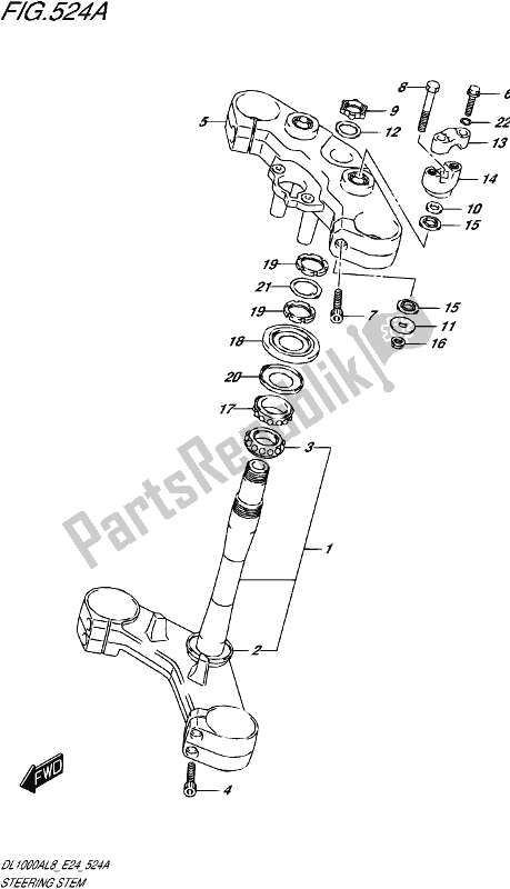 All parts for the Steering Stem (dl1000al8 E24) of the Suzuki DL 1000A 2018