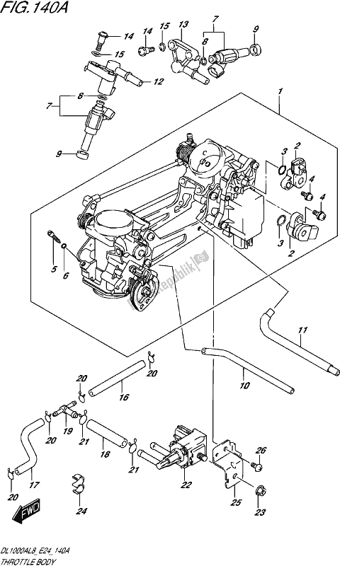 All parts for the Throttle Body of the Suzuki DL 1000A 2018