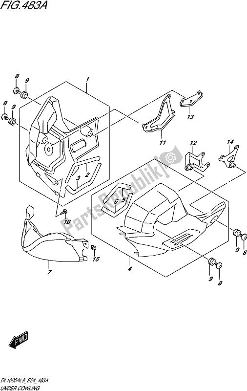 All parts for the Under Cowling of the Suzuki DL 1000A 2018