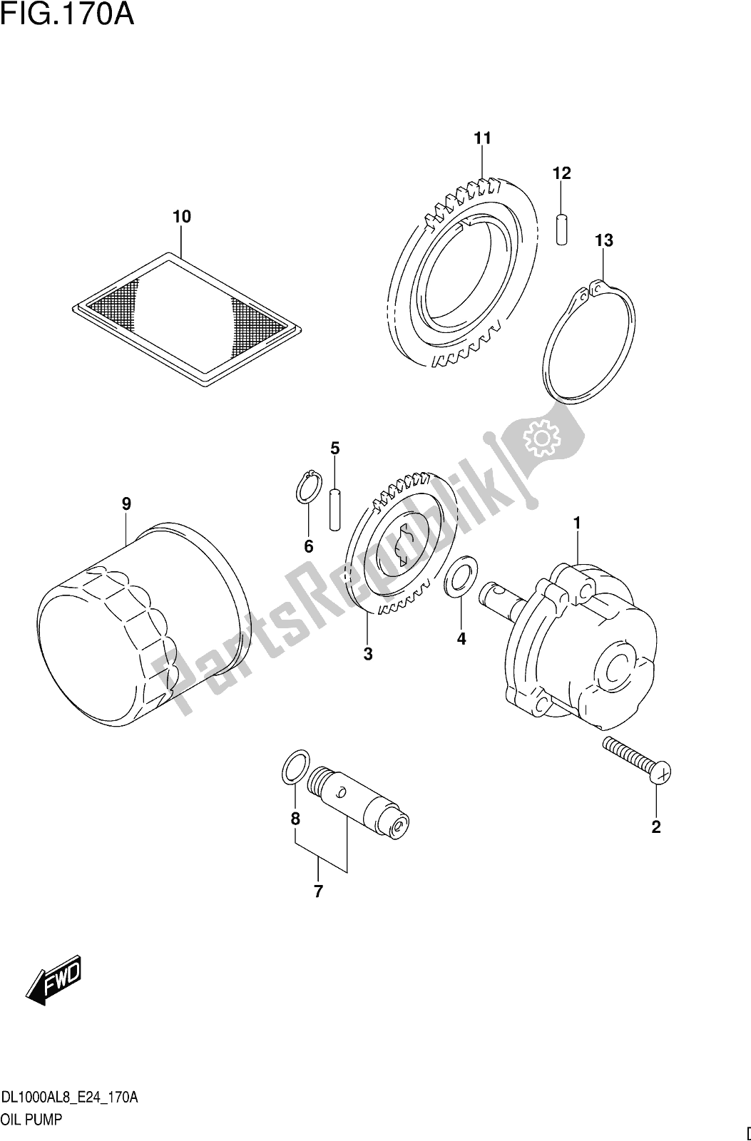 All parts for the Fig. 170a Oil Pump of the Suzuki DL 1000 XA 2018