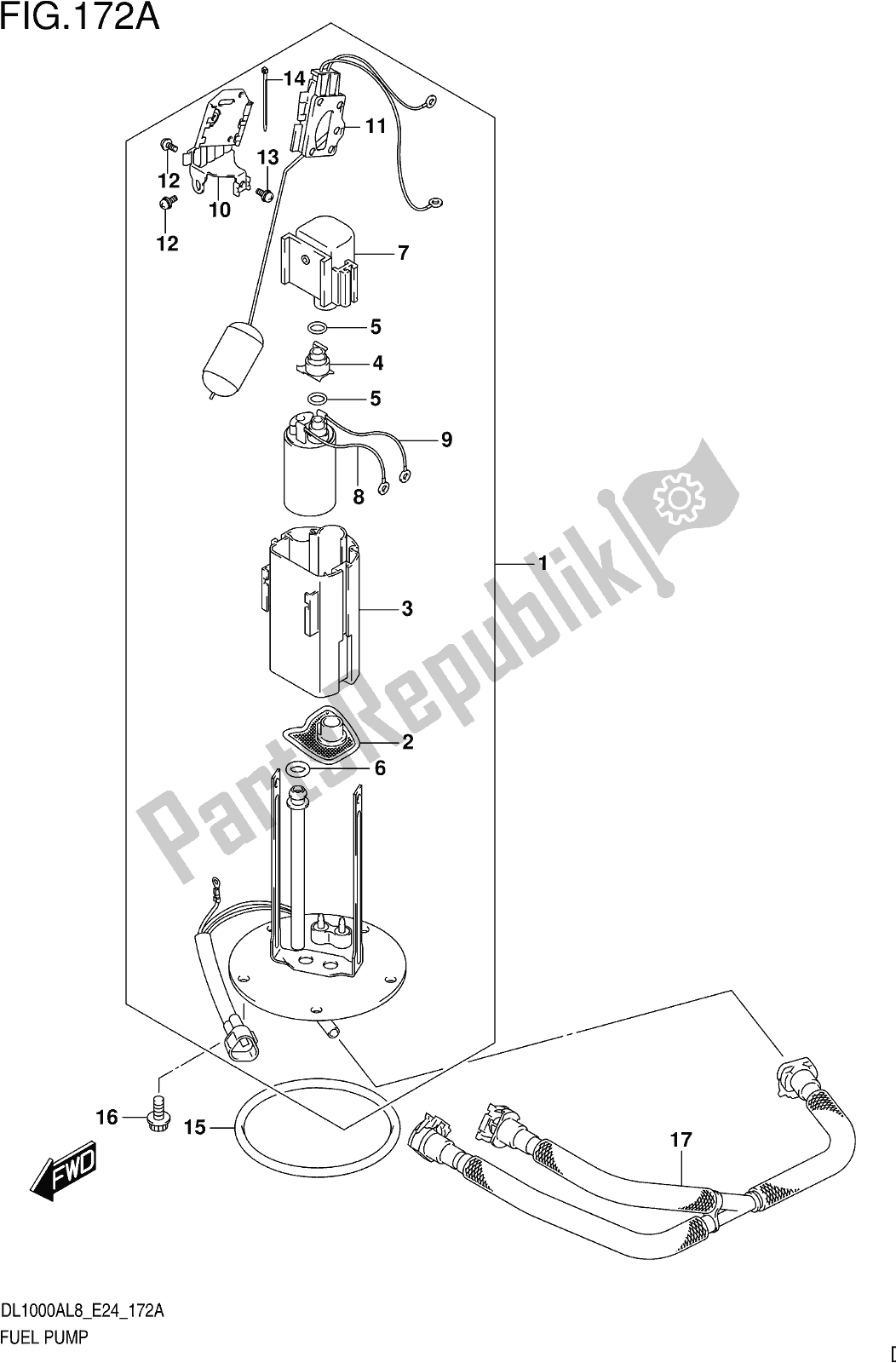 All parts for the Fig. 172a Fuel Pump of the Suzuki DL 1000 XA 2018