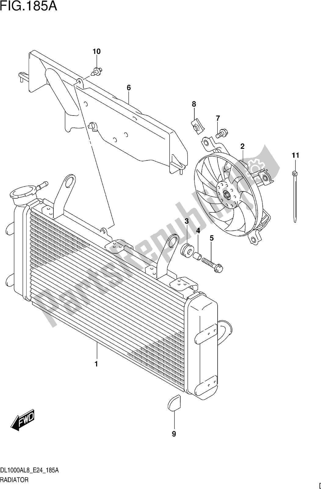 Toutes les pièces pour le Fig. 185a Radiator du Suzuki DL 1000 XA 2018