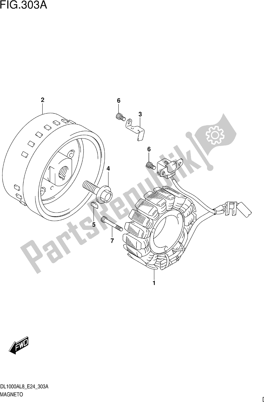 All parts for the Fig. 303a Magneto of the Suzuki DL 1000 XA 2018