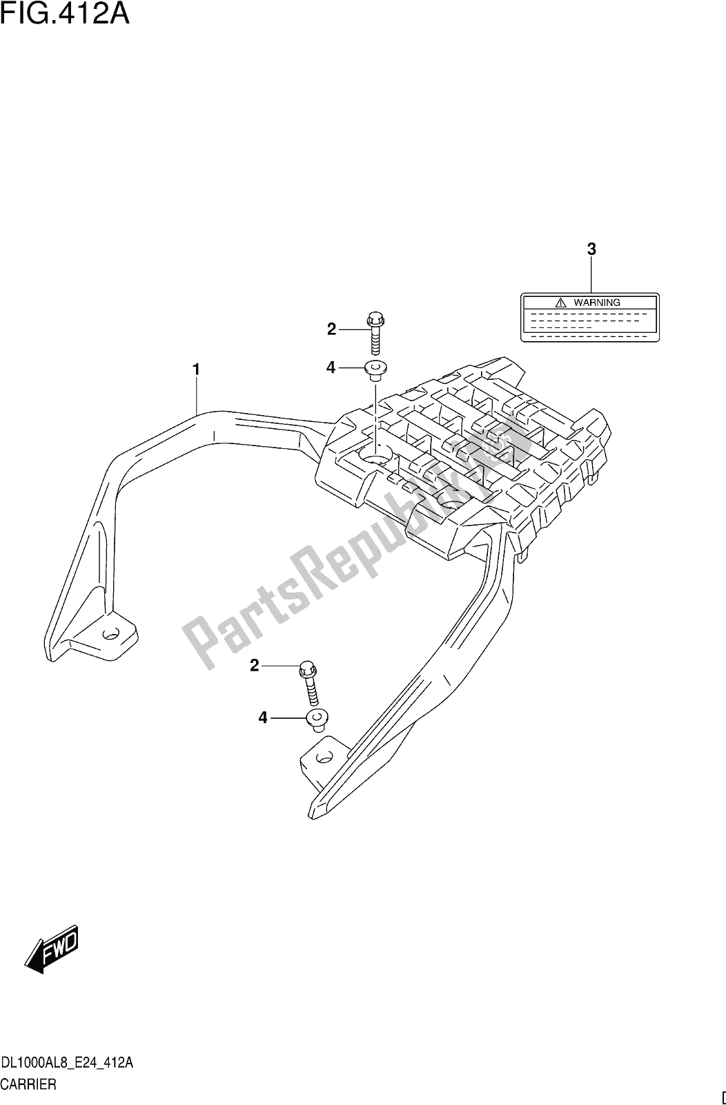 All parts for the Fig. 412a Carrier of the Suzuki DL 1000 XA 2018