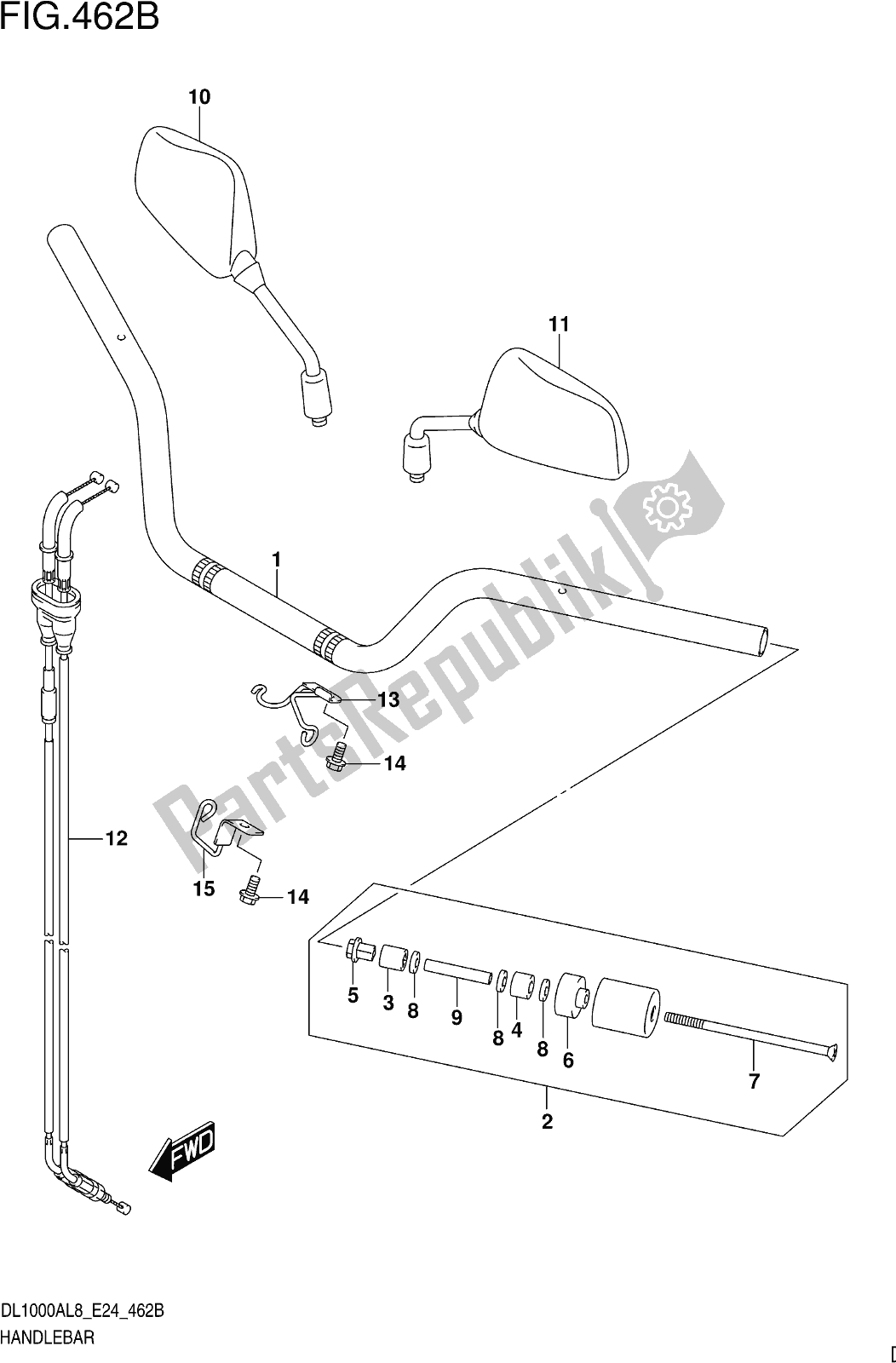 All parts for the Fig. 462b Handlebar (dl1000xal8 E24) of the Suzuki DL 1000 XA 2018