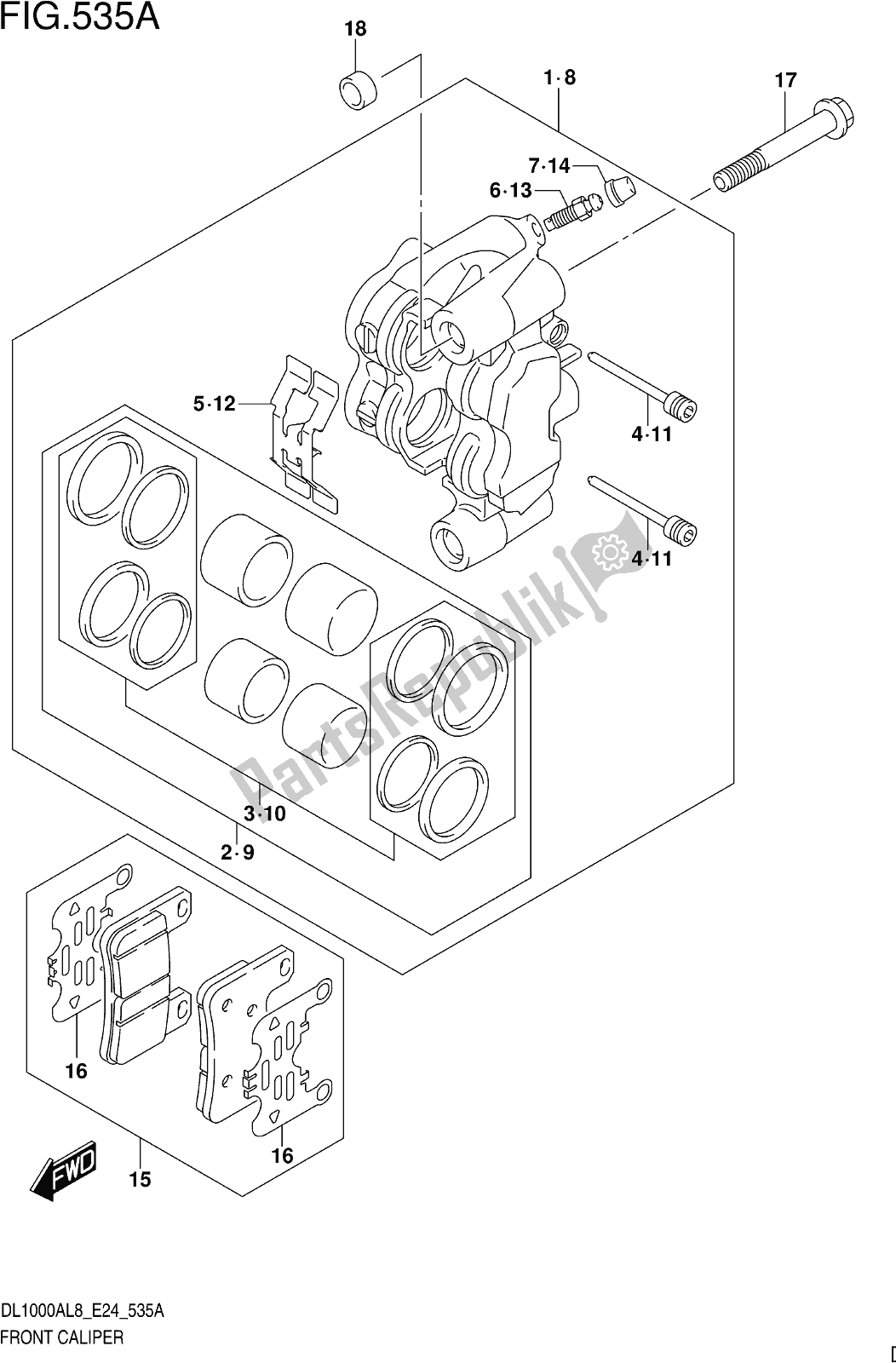 Todas las partes para Fig. 535a Front Caliper de Suzuki DL 1000 XA 2018