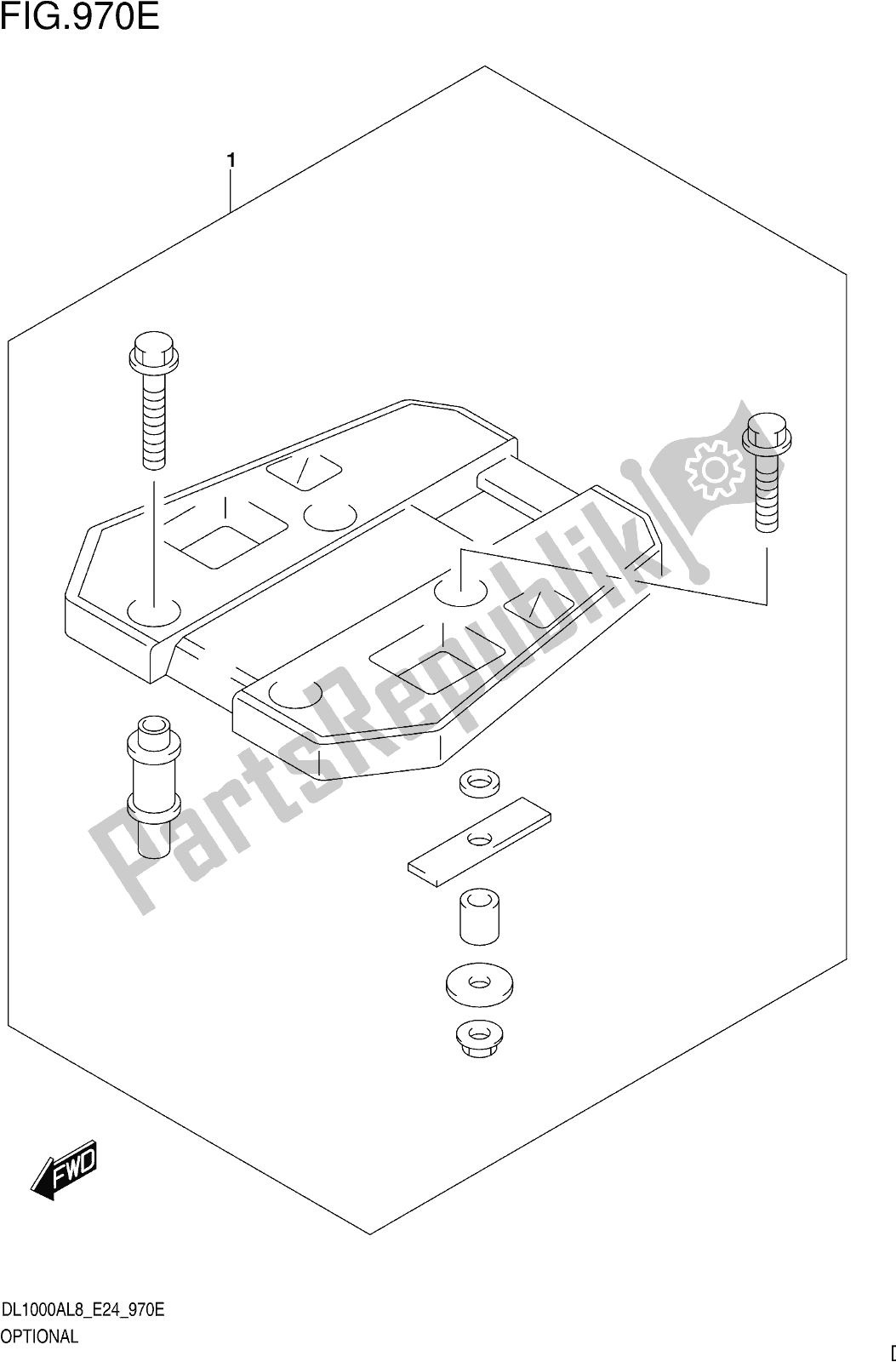 All parts for the Fig. 970e Optional (top Case Bracket Set) of the Suzuki DL 1000 XA 2018