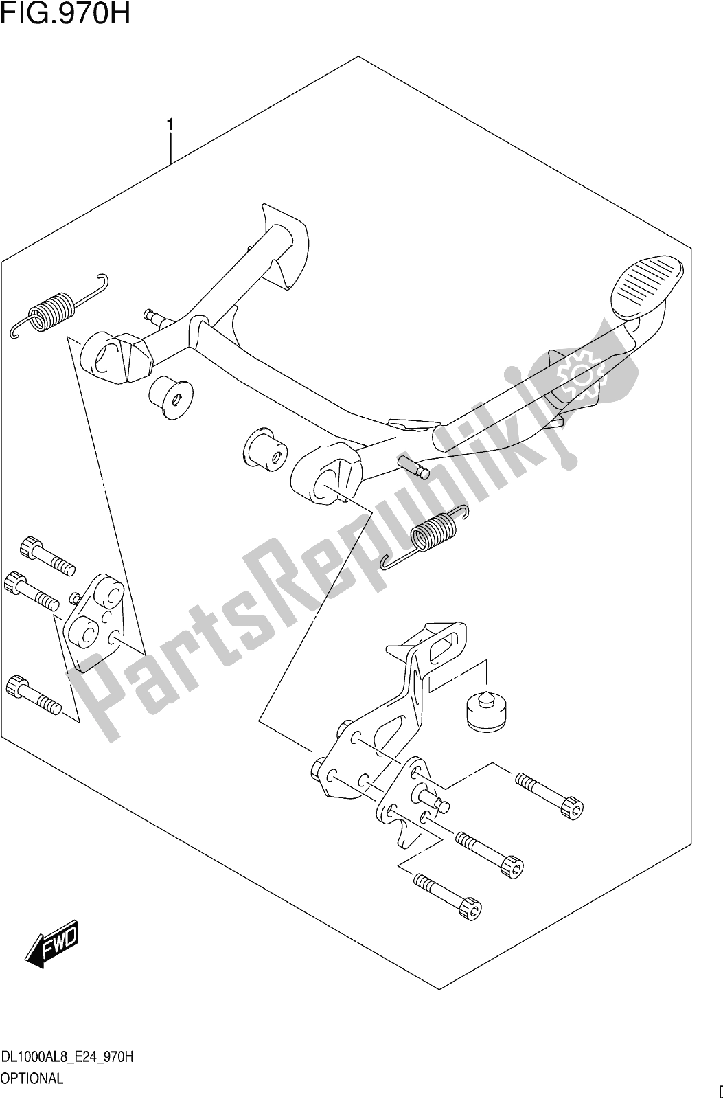 Tutte le parti per il Fig. 970h Optional (center Stand Set) del Suzuki DL 1000 XA 2018