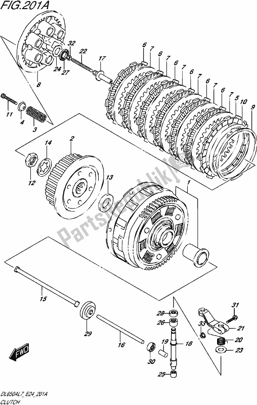 All parts for the Clutch of the Suzuki DL 650A V Strom 2017