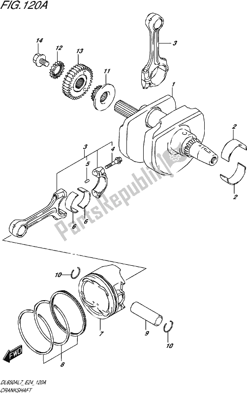 All parts for the Crankshaft of the Suzuki DL 650A V Strom 2017