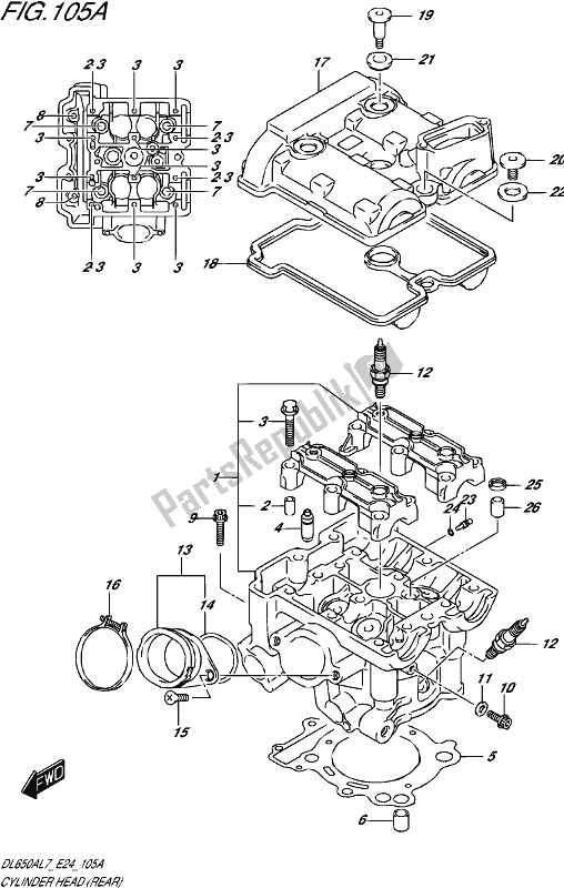 Tutte le parti per il Testata (posteriore) del Suzuki DL 650A V Strom 2017