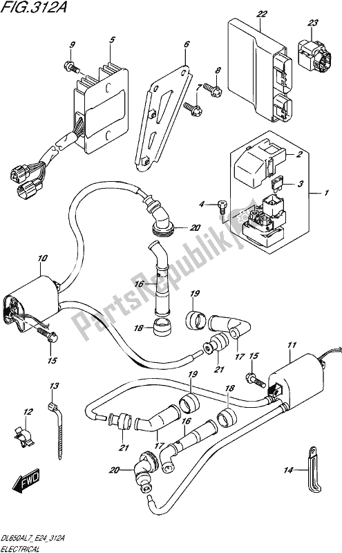 Tutte le parti per il Electrical (dl650al7 E24) del Suzuki DL 650A V Strom 2017