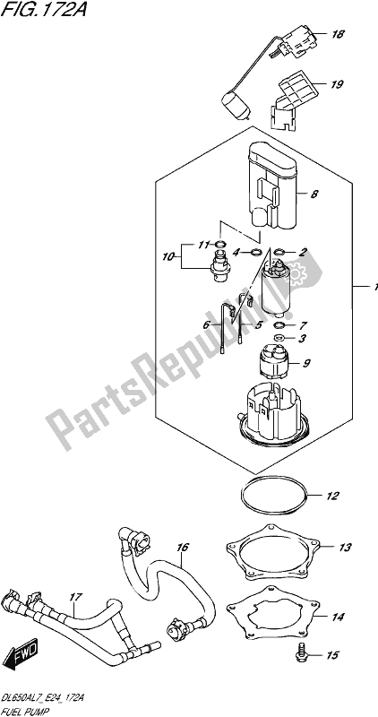 All parts for the Fuel Pump of the Suzuki DL 650A V Strom 2017