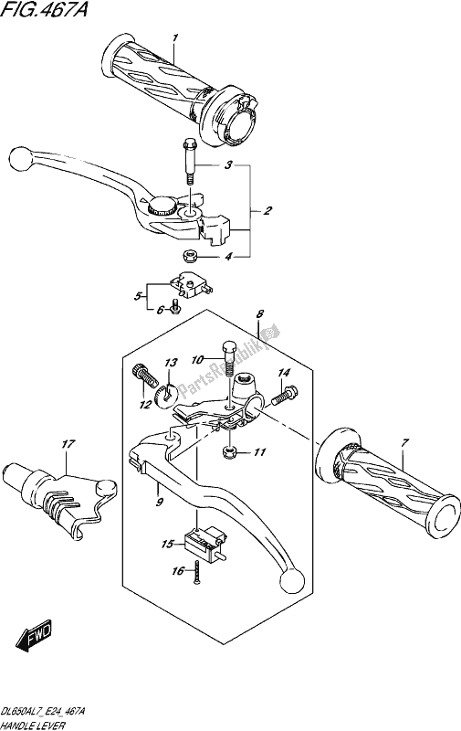 Todas las partes para Handle Lever (dl650al7 E24) de Suzuki DL 650A V Strom 2017