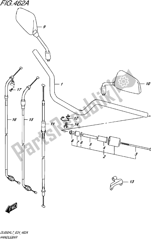 Todas las partes para Handlebar (dl650al7 E24) de Suzuki DL 650A V Strom 2017