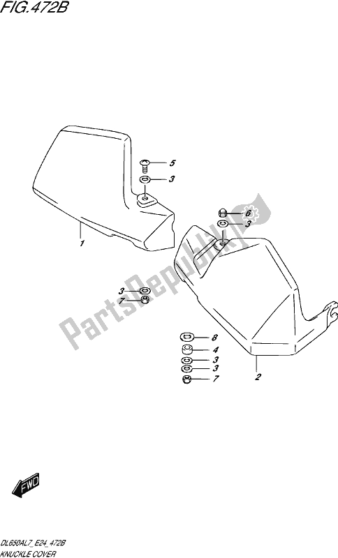 All parts for the Knuckle Cover (dl650xauel7 E24) of the Suzuki DL 650A V Strom 2017