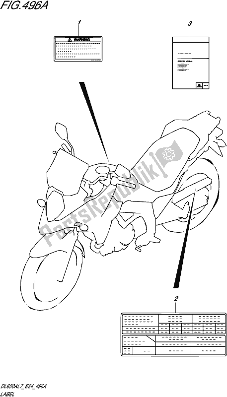 Tutte le parti per il Label (dl650al7 E24) del Suzuki DL 650A V Strom 2017