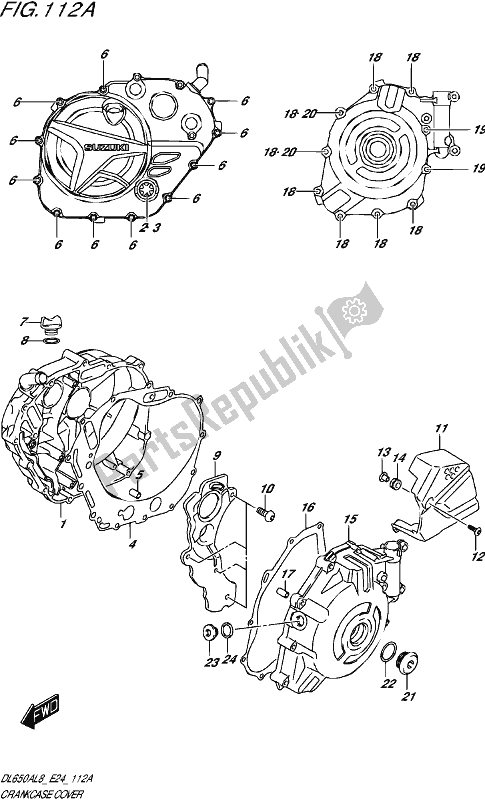 All parts for the Crankcase Cover of the Suzuki DL 650A V Strom 2018