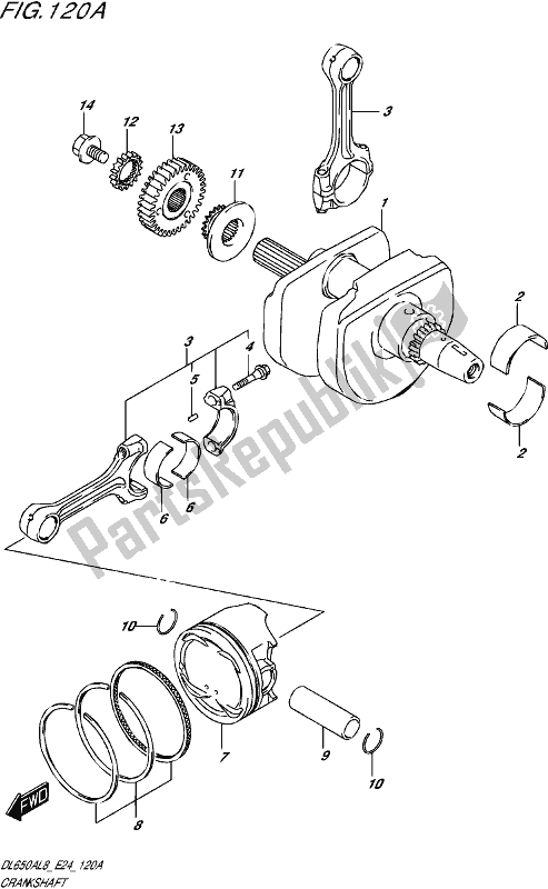 Alle onderdelen voor de Krukas van de Suzuki DL 650A V Strom 2018