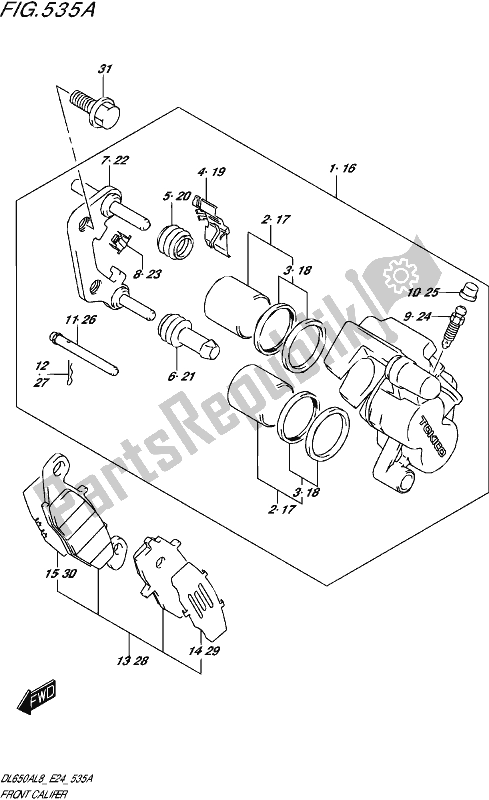 All parts for the Front Caliper of the Suzuki DL 650A V Strom 2018