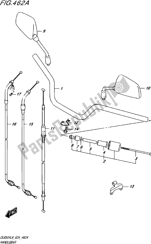 All parts for the Handlebar (dl650a,dl650aue) of the Suzuki DL 650A V Strom 2018