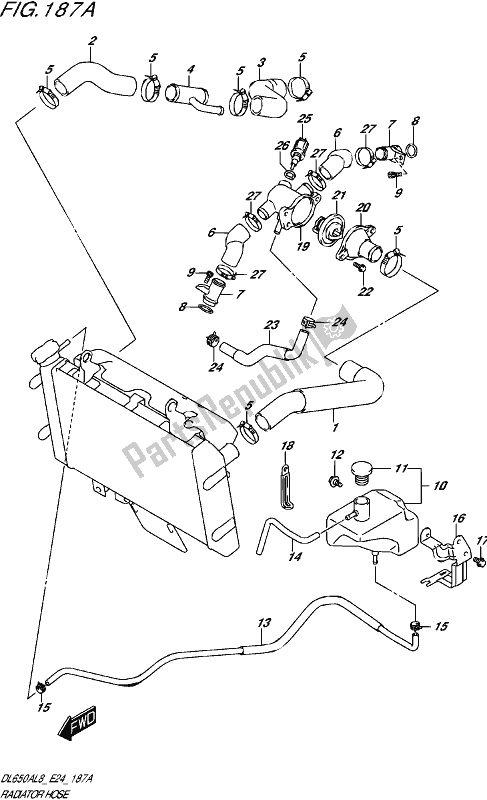 All parts for the Radiator Hose of the Suzuki DL 650A V Strom 2018