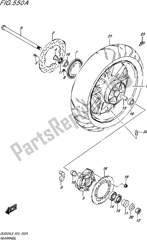 Alle onderdelen voor de Rear Wheel (dl650a,dl650aue) van de Suzuki DL 650A V Strom 2018