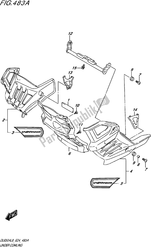 Alle onderdelen voor de Under Cowling (dl650xa,dl650xaue) van de Suzuki DL 650A V Strom 2018