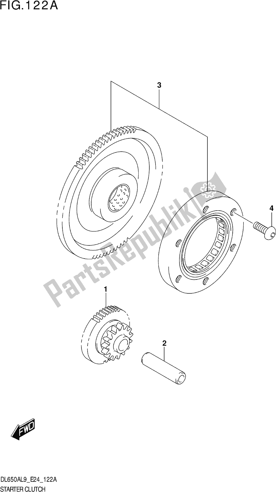 All parts for the Fig. 122a Starter Clutch of the Suzuki DL 650A V Strom 2019