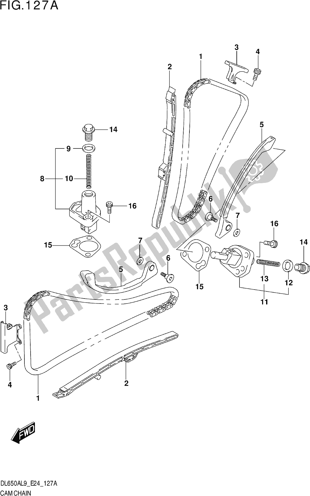 All parts for the Fig. 127a Cam Chain of the Suzuki DL 650A V Strom 2019
