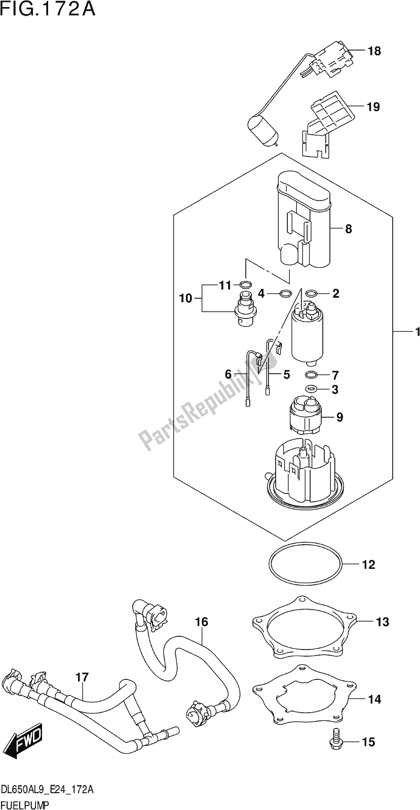 Tutte le parti per il Fig. 172a Fuel Pump del Suzuki DL 650A V Strom 2019