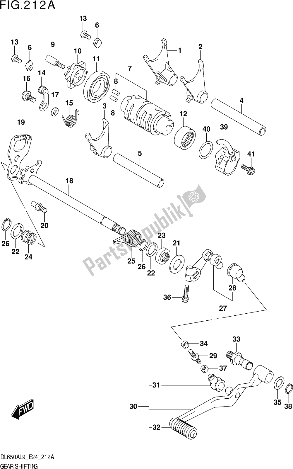 All parts for the Fig. 212a Gear Shifting of the Suzuki DL 650A V Strom 2019