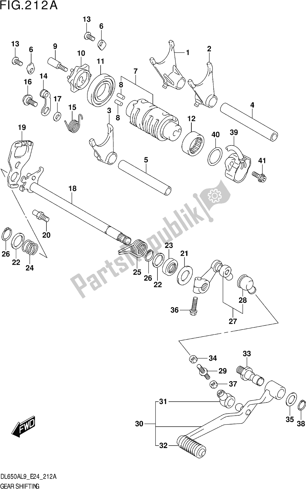 All parts for the Fig. 212a Gear Shifting of the Suzuki DL 650A V Strom 2019