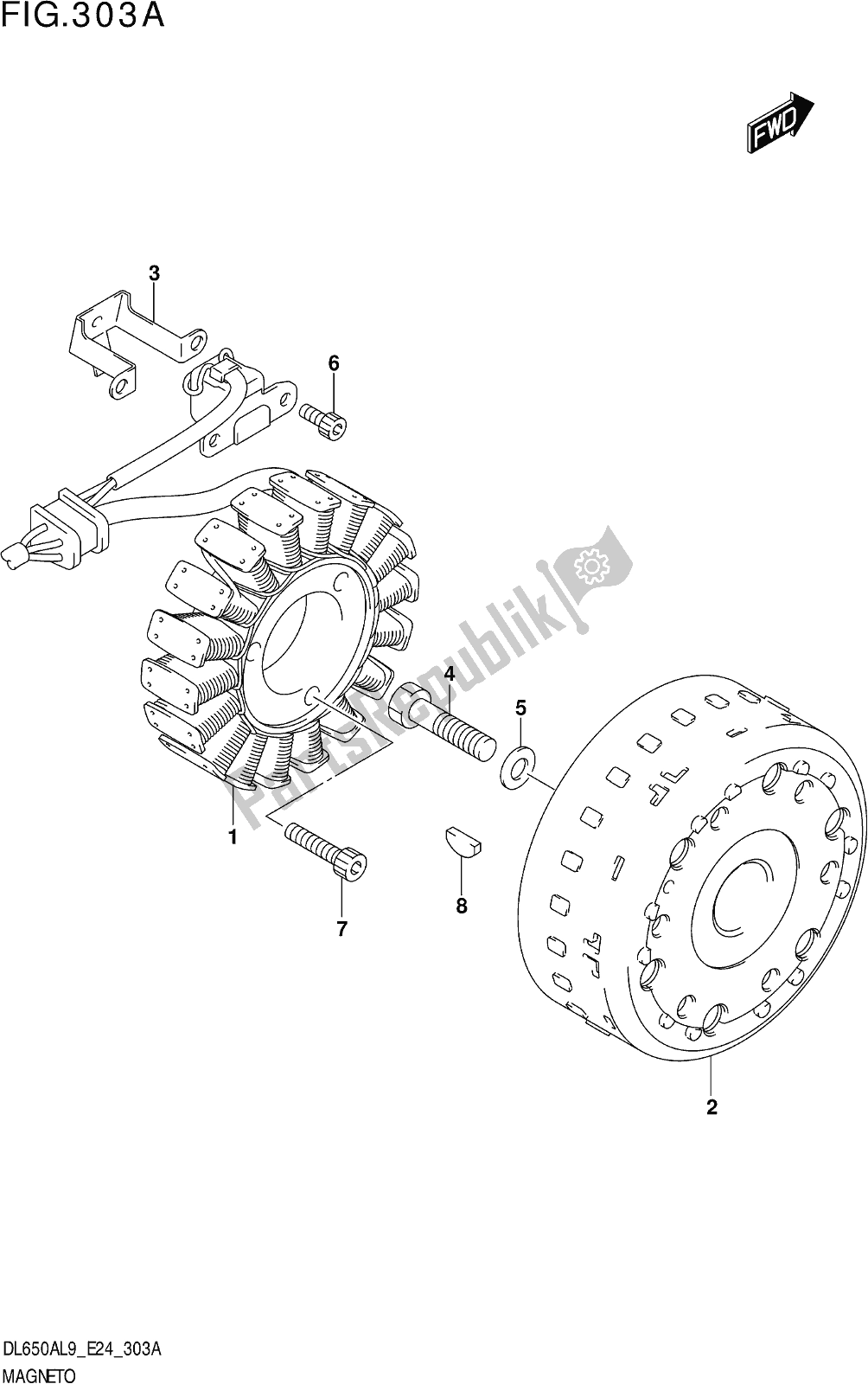 All parts for the Fig. 303a Magneto of the Suzuki DL 650A V Strom 2019