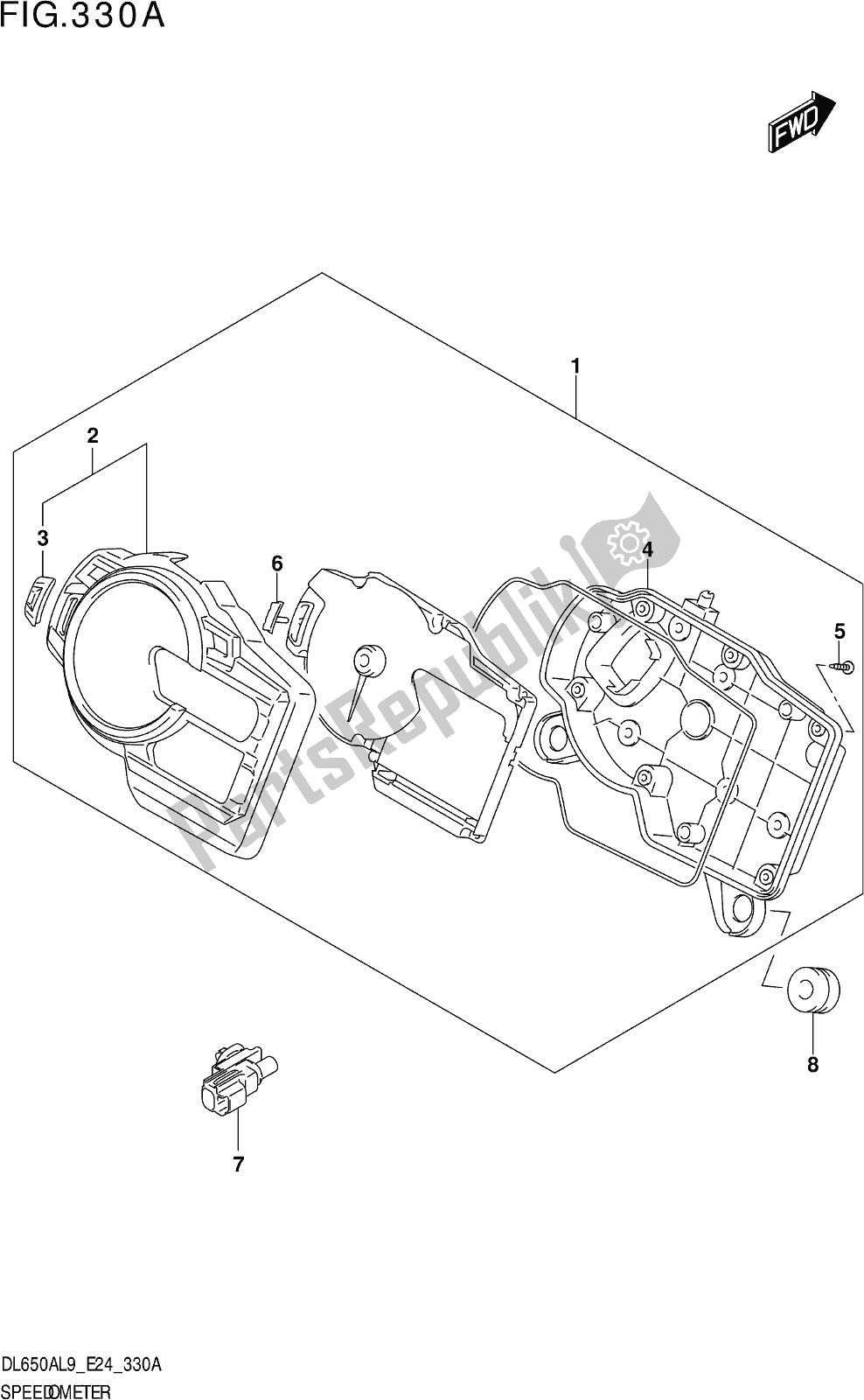 Tutte le parti per il Fig. 330a Speedometer del Suzuki DL 650A V Strom 2019